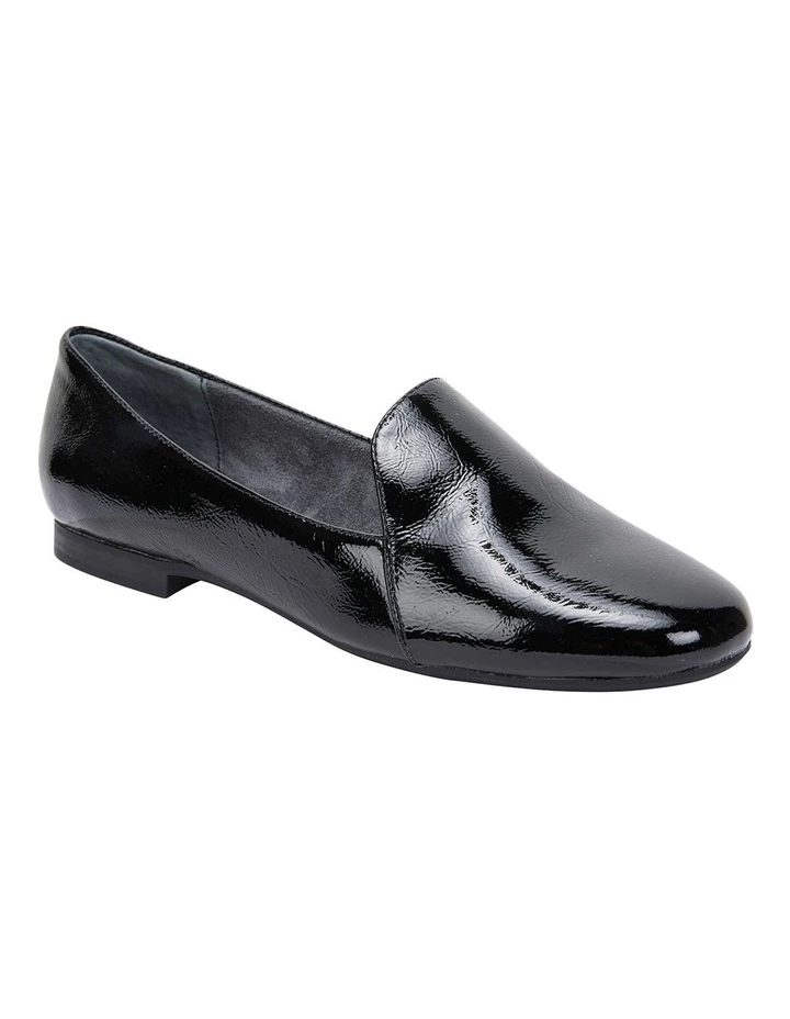 Wide Steps Castle Black Crinkle Patent Flat Shoes 2 Wide Steps Castle Black Crinkle Patent Flat Shoes - Image 2