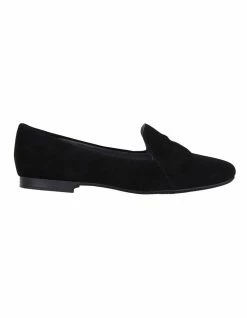 Wide Steps Castle Black Suede Flat Shoes