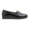 Wide Steps Verse Black Patent Croc Flat Shoes