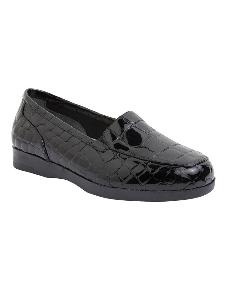 Wide Steps Verse Black Patent Croc Flat Shoes 2 Wide Steps Verse Black Patent Croc Flat Shoes - Image 2