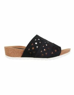 Wide Steps Dante Black Nubuck Sandal