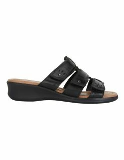 Wide Steps Pamela Black Glove Sandal