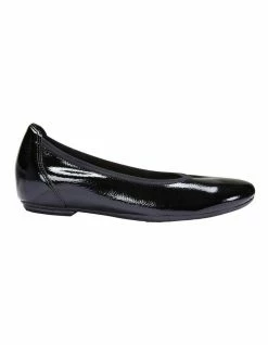 Easy Steps Pamper Black Crinkle Patent Flat Shoes