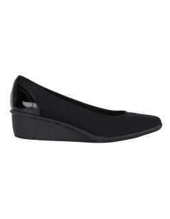 Easy Steps Prague Black Fabric Heeled Shoes