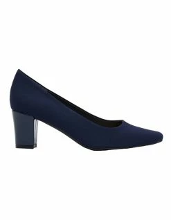 Easy Steps Nicole Navy Fabric Heeled Shoes