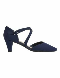 Easy Steps Adison Navy Fabric Heeled Shoes