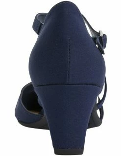 Easy Steps Adison Navy Fabric Heeled Shoes -Deals Shoes Store 830831770 6 720x928