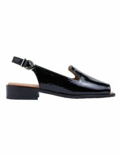 Easy Steps Delaney Black Crinkle Patent Sandals