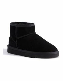Aus Wooli Ugg Short Sheepskin Ankle Boot - Black