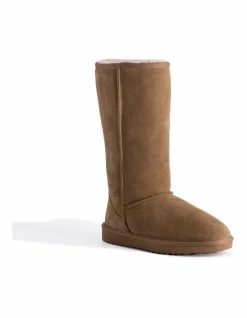 Aus Wooli Ugg Tall Zip-Up Sheepskin Boot - Chestnut/Tan