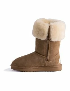 Aus Wooli Ugg Tall Zip-Up Sheepskin Boot - Chestnut/Tan -Deals Shoes Store 837291070 5 720x928