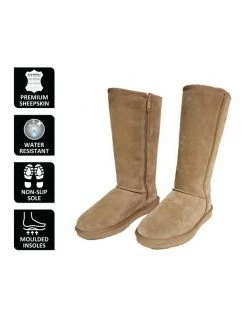Aus Wooli Ugg Tall Zip-Up Sheepskin Boot - Chestnut/Tan -Deals Shoes Store 837291070 6 720x928