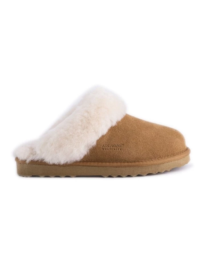 Aus Wooli Ugg Unisex Sheepskin Wool Sydney Slippers - Chestnut/Tan 2 Aus Wooli Ugg Unisex Sheepskin Wool Sydney Slippers - Chestnut/Tan - Image 2