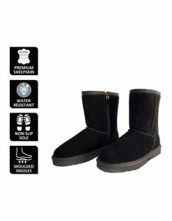Aus Wooli Ugg Mid Calf Zip-Up Sheepskin Boot - Black 12 Aus Wooli Ugg Mid Calf Zip-Up Sheepskin Boot - Black -Deals Shoes Store 837291520 6 720x928