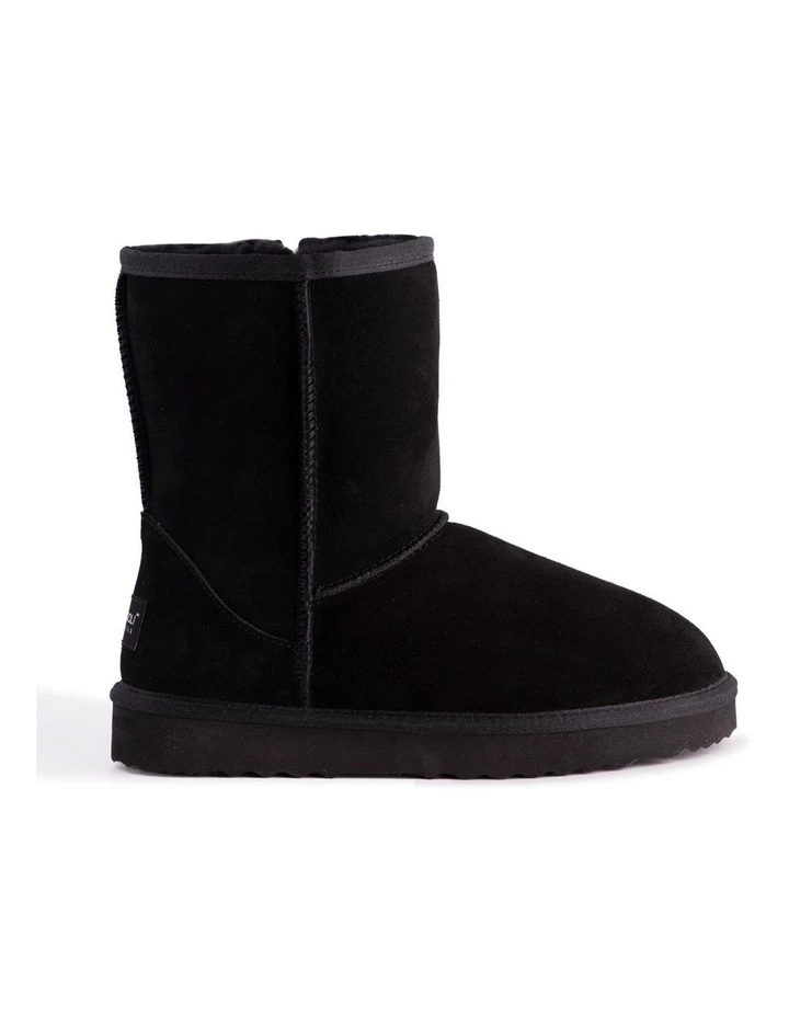 Aus Wooli Ugg Mid Calf Zip-Up Sheepskin Boot - Black 7 Aus Wooli Ugg Mid Calf Zip-Up Sheepskin Boot - Black - Image 7