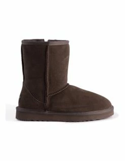 Aus Wooli Ugg Mid Calf Zip-Up Sheepskin Boot - Chocolate -Deals Shoes Store 837291610 7 720x928