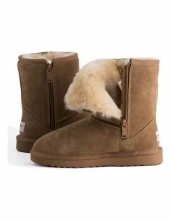 Aus Wooli Ugg Mid Calf Zip-Up Sheepskin Boot - Chestnut/Tan 11 Aus Wooli Ugg Mid Calf Zip-Up Sheepskin Boot - Chestnut/Tan -Deals Shoes Store 837291700 5 720x928