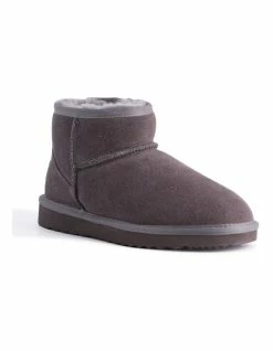Aus Wooli Ugg Short Sheepskin Ankle Boot - Grey