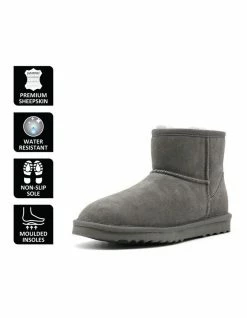 Aus Wooli Ugg Short Sheepskin Ankle Boot - Grey -Deals Shoes Store 837291790 6 720x928
