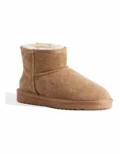 Aus Wooli Ugg Short Sheepskin Ankle Boot - Chestnut/Tan