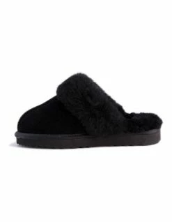 Aus Wooli Ugg Unisex Sheepskin Wool Sydney Slippers - Black -Deals Shoes Store 837292150 4 720x928