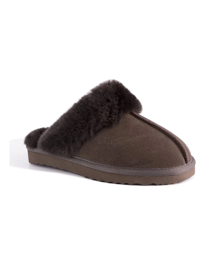 Aus Wooli Ugg Unisex Sheepskin Wool Sydney Slippers - Chocolate 1 Aus Wooli Ugg Unisex Sheepskin Wool Sydney Slippers - Chocolate