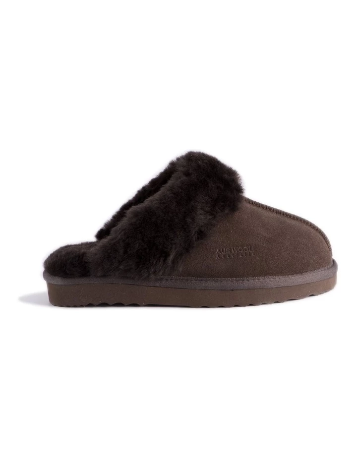 Aus Wooli Ugg Unisex Sheepskin Wool Sydney Slippers - Chocolate 2 Aus Wooli Ugg Unisex Sheepskin Wool Sydney Slippers - Chocolate - Image 2