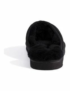Aus Wooli Ugg Unisex Sheepskin Wool Slippers - Black -Deals Shoes Store 837292420 3 720x928