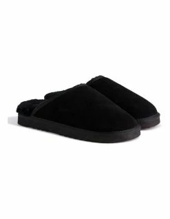 Aus Wooli Ugg Unisex Sheepskin Wool Slippers - Black -Deals Shoes Store 837292420 6 720x928