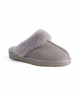 Aus Wooli Ugg Unisex Sheepskin Wool Sydney Slippers - Light Grey