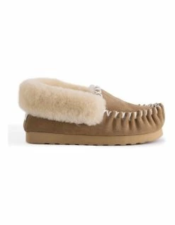 Aus Wooli Ugg Hand Stitched Womens Sheepskin Moccasin - Chestnut/Tan -Deals Shoes Store 837292600 3 720x928