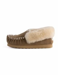 Aus Wooli Ugg Hand Stitched Womens Sheepskin Moccasin - Chestnut/Tan -Deals Shoes Store 837292600 5 720x928