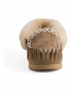 Aus Wooli Ugg Hand Stitched Womens Sheepskin Moccasin - Chestnut/Tan -Deals Shoes Store 837292600 6 720x928
