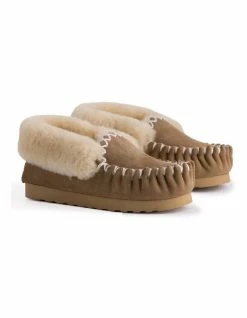 Aus Wooli Ugg Hand Stitched Womens Sheepskin Moccasin - Chestnut/Tan -Deals Shoes Store 837292600 7 720x928