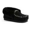 Aus Wooli Ugg Hand Stitched Womens Sheepskin Moccasin - Black