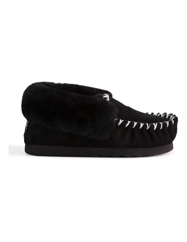 Aus Wooli Ugg Hand Stitched Womens Sheepskin Moccasin - Black 3 Aus Wooli Ugg Hand Stitched Womens Sheepskin Moccasin - Black - Image 3
