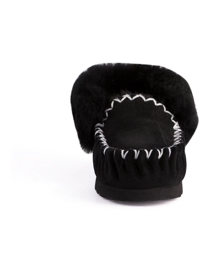 Aus Wooli Ugg Hand Stitched Womens Sheepskin Moccasin - Black 6 Aus Wooli Ugg Hand Stitched Womens Sheepskin Moccasin - Black - Image 6