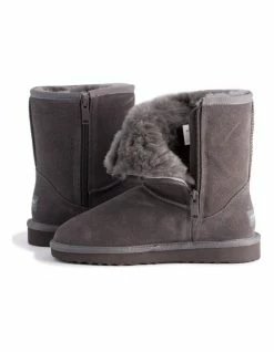 Aus Wooli Ugg Mid Calf Zip-Up Sheepskin Boot - Grey 11 Aus Wooli Ugg Mid Calf Zip-Up Sheepskin Boot - Grey -Deals Shoes Store 837293500 5 720x928