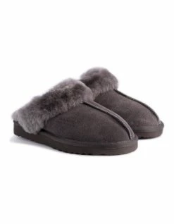 Aus Wooli Ugg Unisex Sheepskin Wool Sydney Slippers - Dark Grey -Deals Shoes Store 837293590 6 720x928