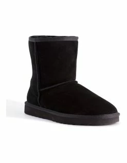 Aus Wooli Ugg Mid Calf Sheepskin Boot - Black