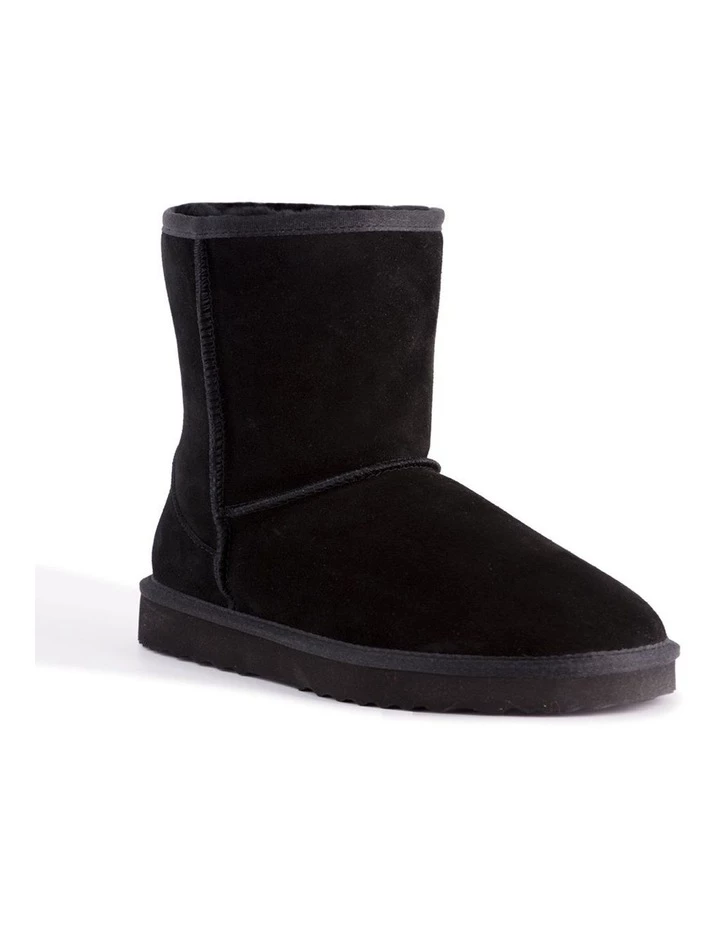 Aus Wooli Ugg Mid Calf Sheepskin Boot - Black 1 Aus Wooli Ugg Mid Calf Sheepskin Boot - Black