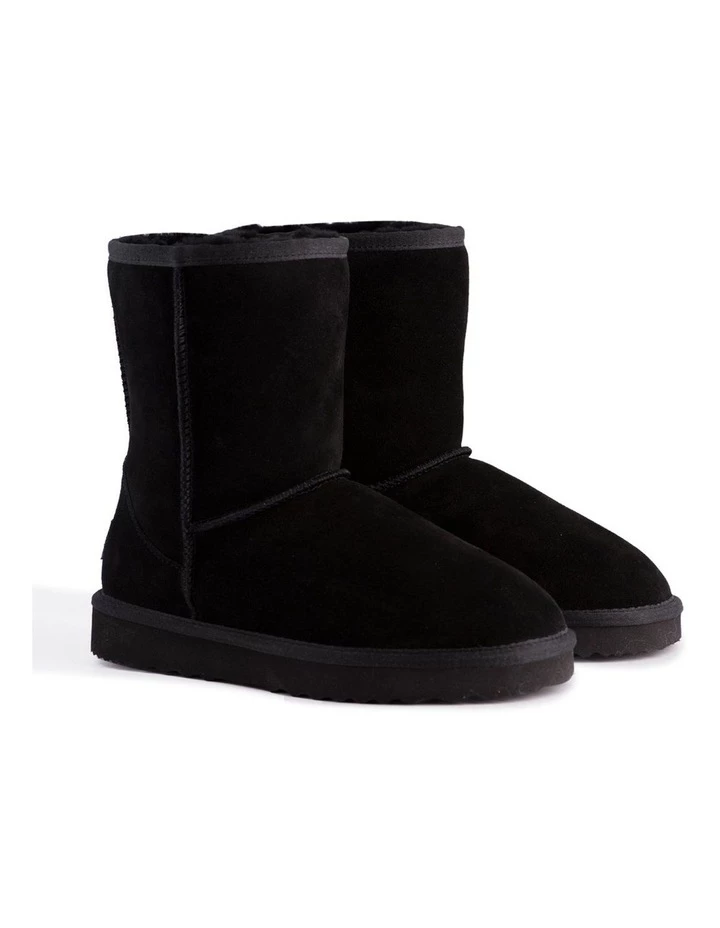 Aus Wooli Ugg Mid Calf Sheepskin Boot - Black 2 Aus Wooli Ugg Mid Calf Sheepskin Boot - Black - Image 2