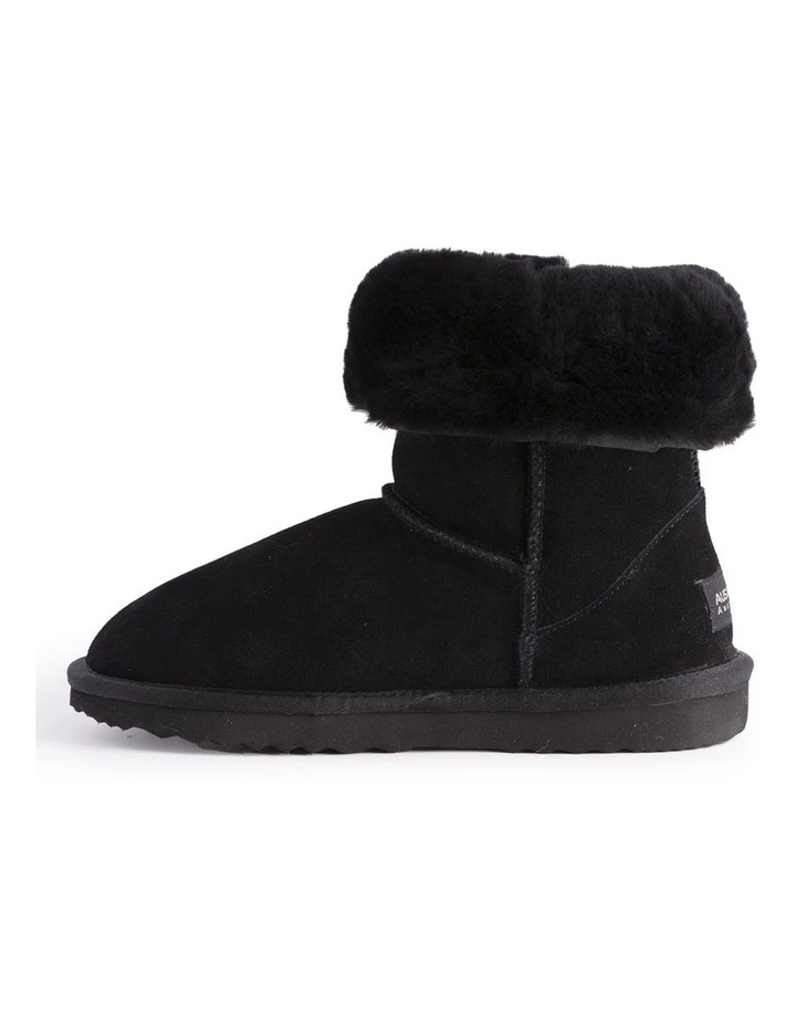 Aus Wooli Ugg Mid Calf Sheepskin Boot - Black 4 Aus Wooli Ugg Mid Calf Sheepskin Boot - Black - Image 4