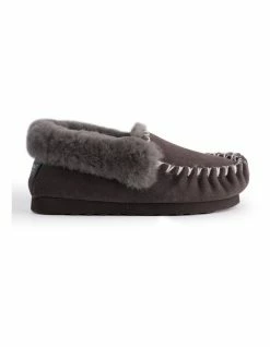 Aus Wooli Ugg Hand Stitched Womens Sheepskin Moccasin - Dark Grey -Deals Shoes Store 837293950 3 720x928