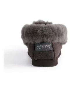 Aus Wooli Ugg Hand Stitched Womens Sheepskin Moccasin - Dark Grey -Deals Shoes Store 837293950 4 720x928