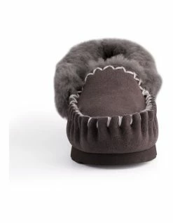 Aus Wooli Ugg Hand Stitched Womens Sheepskin Moccasin - Dark Grey -Deals Shoes Store 837293950 6 720x928