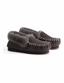 Aus Wooli Ugg Hand Stitched Womens Sheepskin Moccasin - Dark Grey -Deals Shoes Store 837293950 7 720x928