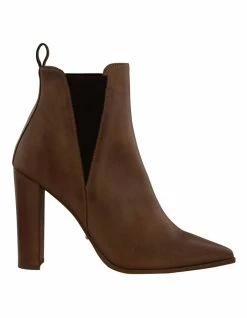 Tony Bianco Leigh Caramel Diesel/Choc Wax Ankle Boots