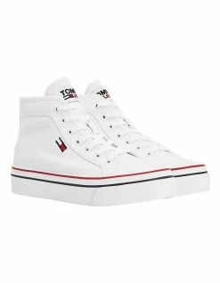 Tommy Hilfiger Vulcanised White Mid-Top Flatform Sneaker