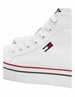 Tommy Hilfiger Vulcanised White Mid-Top Flatform Sneaker -Deals Shoes Store 846558910 3 720x928